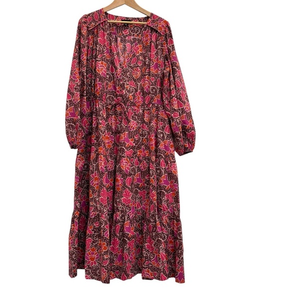 Summersalt Countryside Poplin Button Down Midi Dress Vineyard Blooms Pinot 2X - Picture 5 of 16